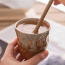 Coarse Pottery Glazed Teacups Set by Axyaa - Japanese Style Coffee Mugs for Home Decor