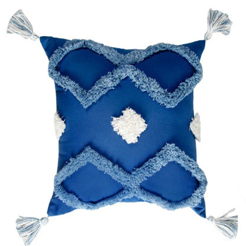Navy Blue Cotton Throw Pillow Case 30x50/45x45cm - Axyaa Home Decor