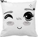 Axyaa Manga Anime Cute Expression Woman Face Pillow Cover 45x45cm Home Decor