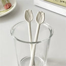 Axyaa Ceramic Tulip Relief Coffee Stirring Spoon Set