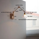 Axyaa Copper LED Swing Arm Wall Light Fixture Nodic Walnut Design