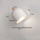 Axyaa Wood Iron LED Wall Lights with Pull Chain Switch, Modern Bedside Lamp