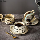 Axya Ceramic Coffee Cup and Saucer Set Stoneware Office Mugs Water Cereal Milk Cups