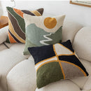Axyaa Sunset Mountain Moon Plant Abstract Tufted Pillow Cover Cozy Decor Geometric Art
