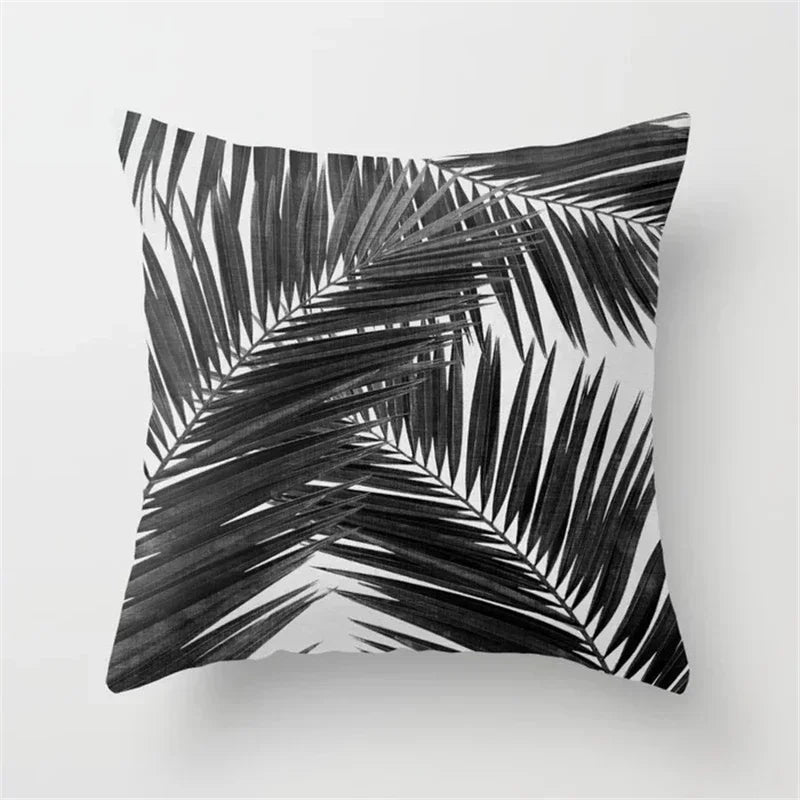 Axyaa Rose Gold Pink Palm Pillowcase 45x45cm Tropical Plants Cushion Cover