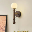 Axyaa Retro Wood Wall Lamp French Middle-Aged Vintage Living Room Bedroom Headlight