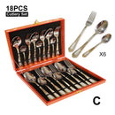 Axyaa 18Pcs Stainless Steel Cutlery Set in Gold Finish with Elegant Matte Handle