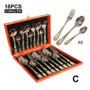 Axyaa 18-Piece Stainless Steel Gold Plated Cutlery Set with Matte Handle