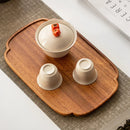 Axyaa Japanese Walnut Cloud Plate, Square Wooden Fruit Tray for Living Room & Dining