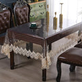 Axyaa Waterproof Clear PVC Lace Tablecloth for Dining Table Outdoor Party Decor