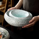 Axyaa Stone Pattern Ceramic Sushi Bowl Set for Restaurant Dining