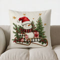 Snowman Sleigh Christmas Decorative Pillow Cover for Sofa Bedroom Car by Axyaa
