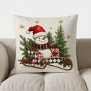 Snowman Sleigh Christmas Decorative Pillow Cover for Sofa Bedroom Car by Axyaa