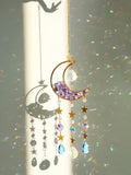 Axyaa Moon Crystal Suncatcher with Colorful Prism Pendant - Garden, Patio, Home Décor