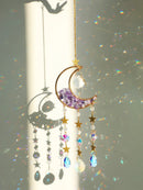 Axyaa Moon Crystal Suncatcher with Colorful Prism Pendant - Garden, Patio, Home Décor