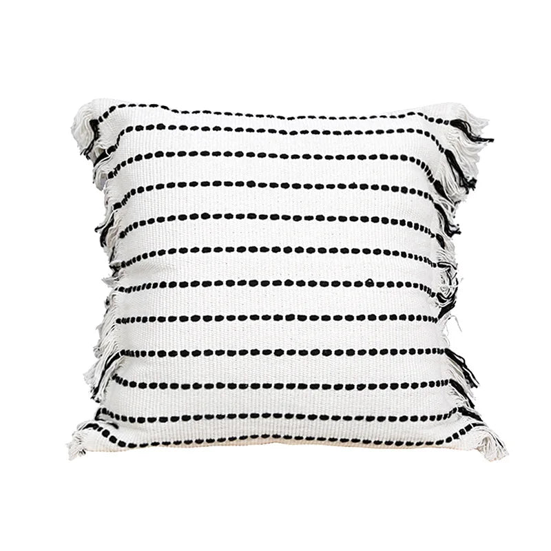 Axyaa Yellow White Knitting Boho Cushion Cover for Home Decoration