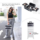 Axyaa 4 in 1 Makeup Trolley Case on Wheels with Lock Salon Storage Case