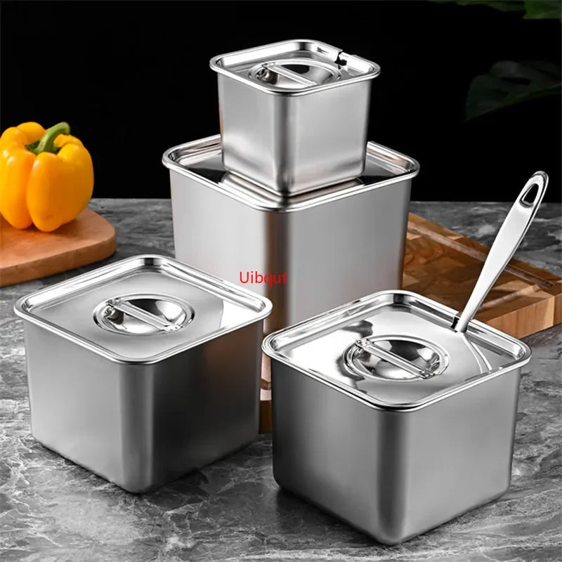 Axya Stainless Steel Seasoning Jars Set with Covers and Storage Box