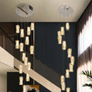 Axyaa Crystal Stair Chandelier Ceiling Light: Modern LED Hanging Chandeliers for Indoor Living Room