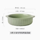 Axyaa Double Ear Baking Bowl, Ceramic Oven Steamed Egg Salad Plate