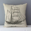 Navy Blue Mediterranean Print Linen Cushion Cover by Axyaa - 45x45cm