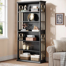 Axyaa 6-Tier Freestanding Wood Bookcase, 75-Inch Tall Large Display Shelves