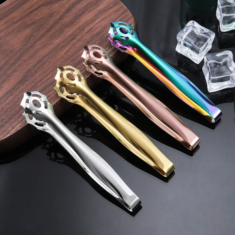 Axyaa Stainless Steel Ice Cube Coffee Sugar Tongs Barbecue Kitchen Utensils