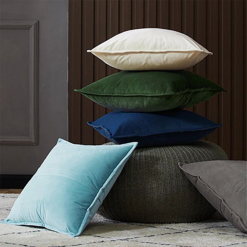 Axyaa Velour Square Pillow Cover 50x50 Lightweight Hidden Zipper Sofa Bed Pillowcase