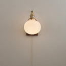 Axyaa Globe Ceramic LED Wall Lights Wood Sconce with Pull Chain Switch