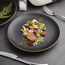 Axyaa Ceramic Gold Edge Flat Plate Set for Steak, Pasta, and Desserts