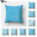 Axyaa Blue Geometric Pattern Cushion Cover for Living Room Sofa Decoration