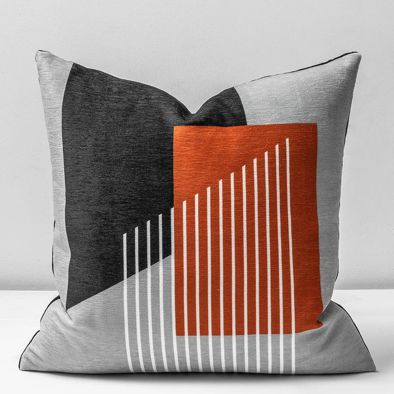 Soft Chenille Geometric Cushion Cover 45x45 for Neutral Home Decor - Axyaa