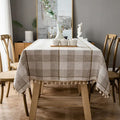 Axyaa Plaid Cotton Linen Tablecloth - Soft Waterproof Rectangle Home Decor