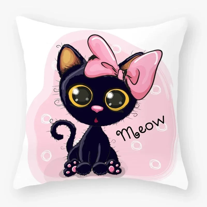 Axyaa Black Cat Pillowcase 45*45 Sofa Car Home Decor Cushion Cover