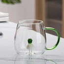 Axyaa Glass Handle Cartoon Animal Mug - High Borosilicate Juice Cup