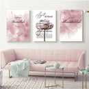 Ayat Al Kursi Pink Flower Wall Art Canvas - Axyaa Islamic Quran Quote Poster