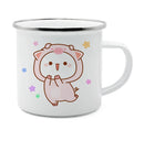 Axyaa Cat Enamel Coffee Mug - Unique Funny Tea Cup for Travel and Home