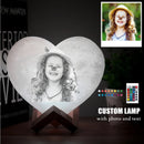 Axyaa Personalized Moon Lamp with Photo Text Heart Shape Night Light - Custom Gift