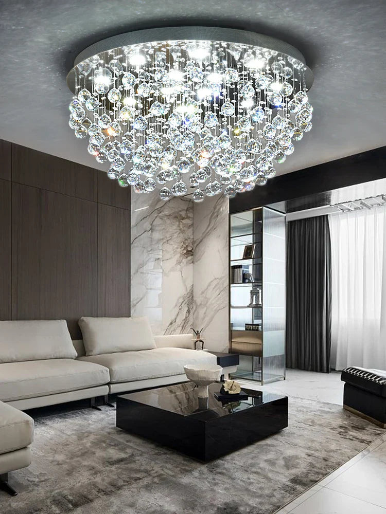 Modern Luxury Crystal Chandelier Lighting by Axyaa - LED Ceiling Lamp for Living Room