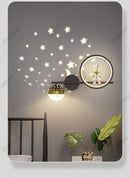 Axyaa LED Star Astronaut Projection Wall Lamp for Children's Room, Bedroom, and Hallway