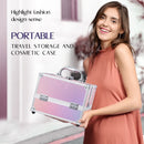 Axyaa Mermaid Lock Makeup Box with 4 Trays: Cosmetic & Jewelry Storage Suitcase