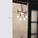 Axyaa Retro Solid Wood Chandeliers with Glass Ball Pendant Lamps for Home Decor