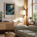Axyaa Mountain Night View Canvas Print for Modern Home Decor