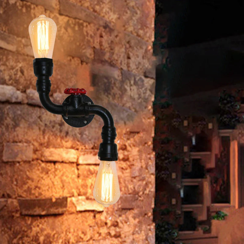 Axyaa Retro Iron Water Pipe Wall Light for Industrial Loft Decor