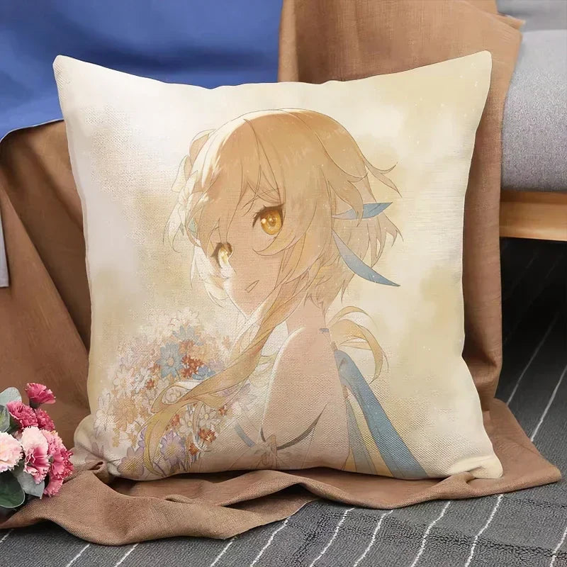Genshin Impact Anime Pillowcase Cushion Cover 45x45 for Sofa - Axyaa