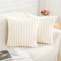 Axyaa Soft Striped Faux Rabbit Plush Cushion Covers for Stylish Home Decor.