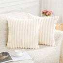 Axyaa Soft Striped Faux Rabbit Plush Cushion Covers for Stylish Home Decor.