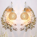 Axyaa Peacock Wall Lamp - Retro Aesthetic Resin Art, European Design for Bedroom and Corridor