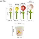 Axya Ceramic Flower Spoon Set Desktop Organizer Kitchen Dinnerware
