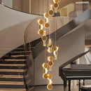 Axyaa Crystal Chandelier Stair Pendant Lamp Living Room Pendant Lights Interior Lighting